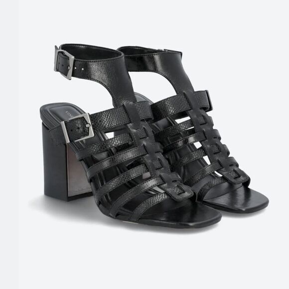 Vince Camuto Women's Hicheny Buckle High Heel Black Sandal Size 6.5 - Picture 2 of 3